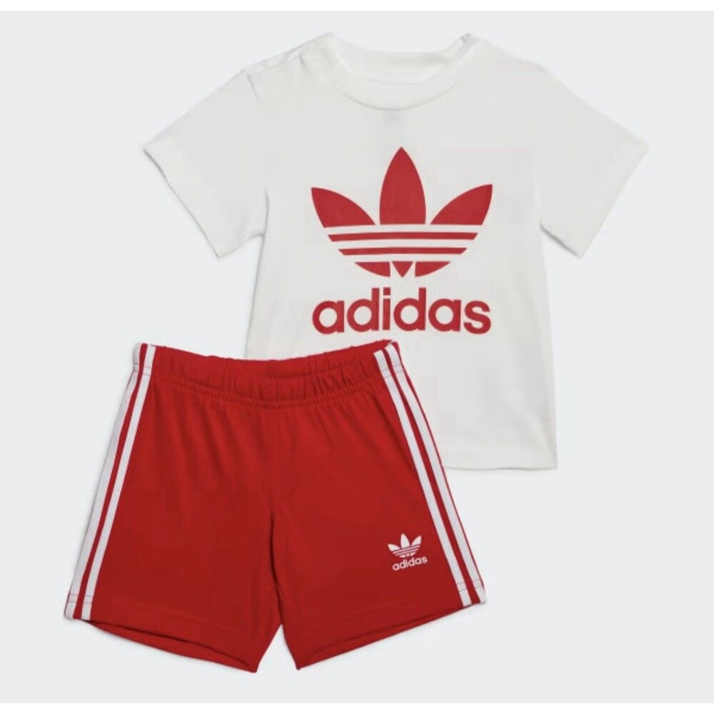 BOYS ADIDAS SZ 4-5 RED Athletic Set With SHORTS & SHIRT EUC